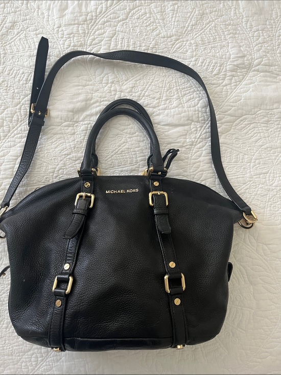 Michael Kors Handbags - Michael Kors Black Pebbled Leather Satchel with Gold Hardware
